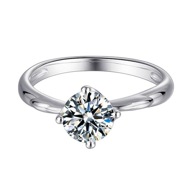 Bague Moissanite couleur D 1ct véritable, ronde, taille brillant, Test de diamant réussi, bague Solitaire en diamant Moissanite pour femmes, bijoux