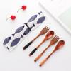 Kitchen Handmade Cloth Bag Portable Spoon Fork Wooden Natural Cutlery Set Tea Scoops