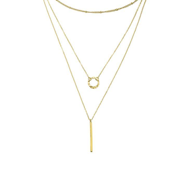Collier - LUXENTER - Rewary - Or jaune 18 carats - Acier hypoallergénique - Longueurs 38/45/52 +5 cm