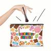 New Canvas Cosmetic Bag Zipper Closure Print Pattern Cable Organizer Bag Waterproof Large Capacity Makeups Organizer Travel Use