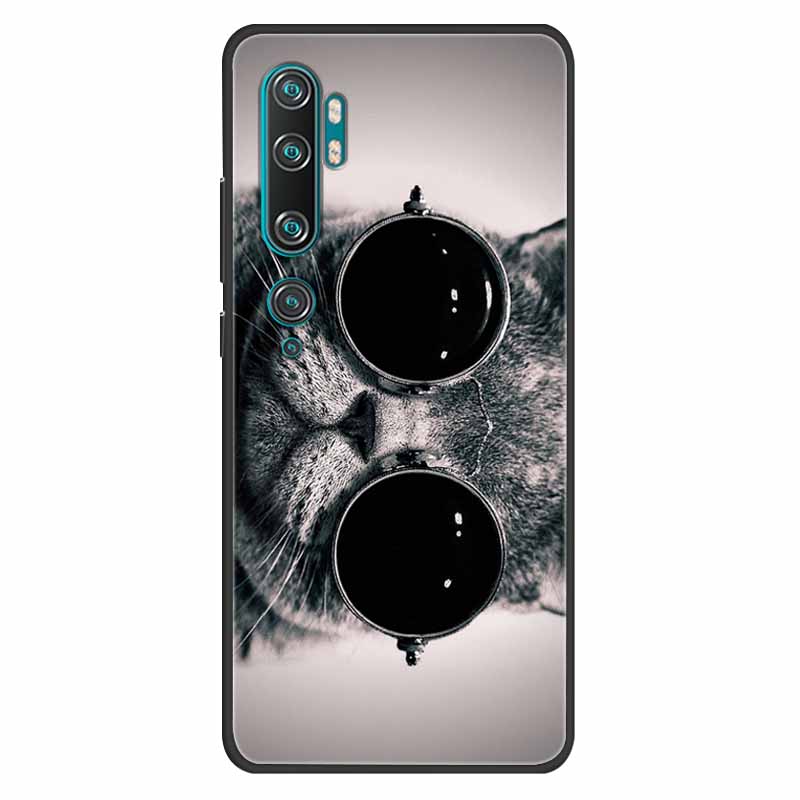 For Xiaomi Mi Note 10 Case Silicone Soft Owl Lion TPU Fashion Back Cover For Xiaomi Mi Note10 Cases Protective Printed Covers