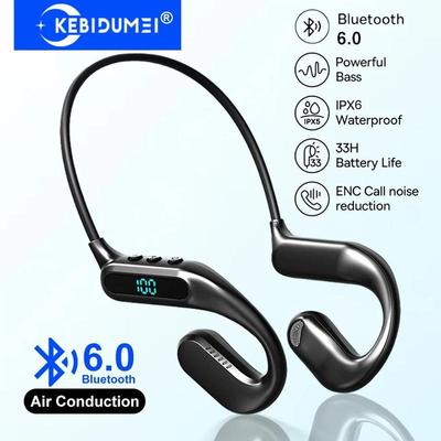 Draadloze Bluetooth 6.0 Oortelefoon Luchtgeleiding Sport Headset HiFi Stereo Oordopje Ruisonderdrukkende Hoofdtelefoon met Microfoon