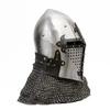 LARP Guardian Helmet Medieval Combat Bascinet with Chainmail Steel Armored Helmet for Reenactment, Cosplay Battles Gift