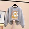 Womens Loose Fit Crewneck Sweatshirt Casual Long Sleeve Top Couple Style Winter Fleece Lined Outerwear