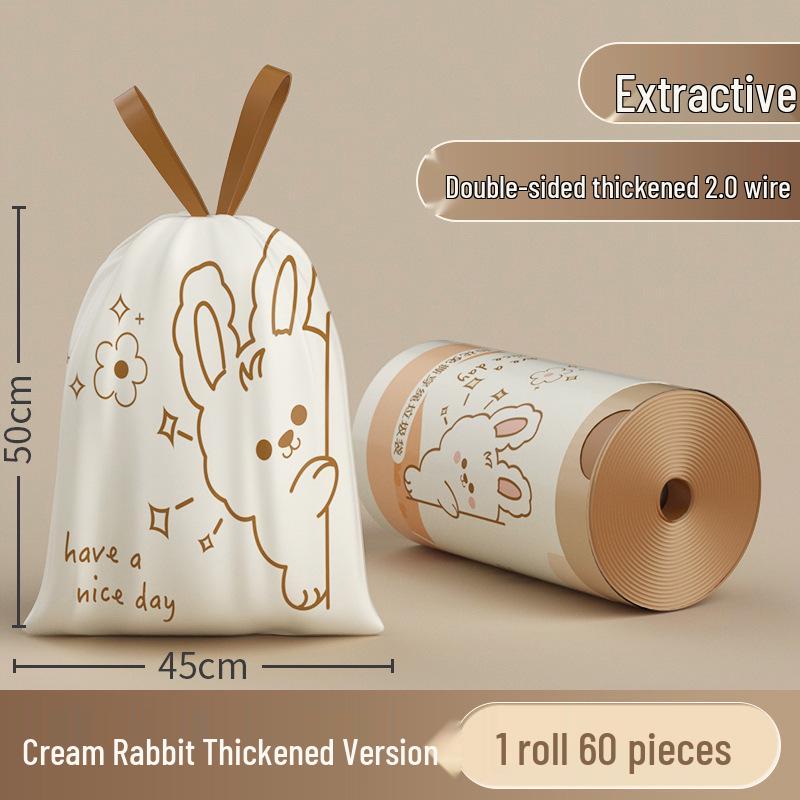 Okas Tear-Free Portable Capibara Thickened Large Garbage Bags for Home, Kitchen, and Dormitory with Drawstring