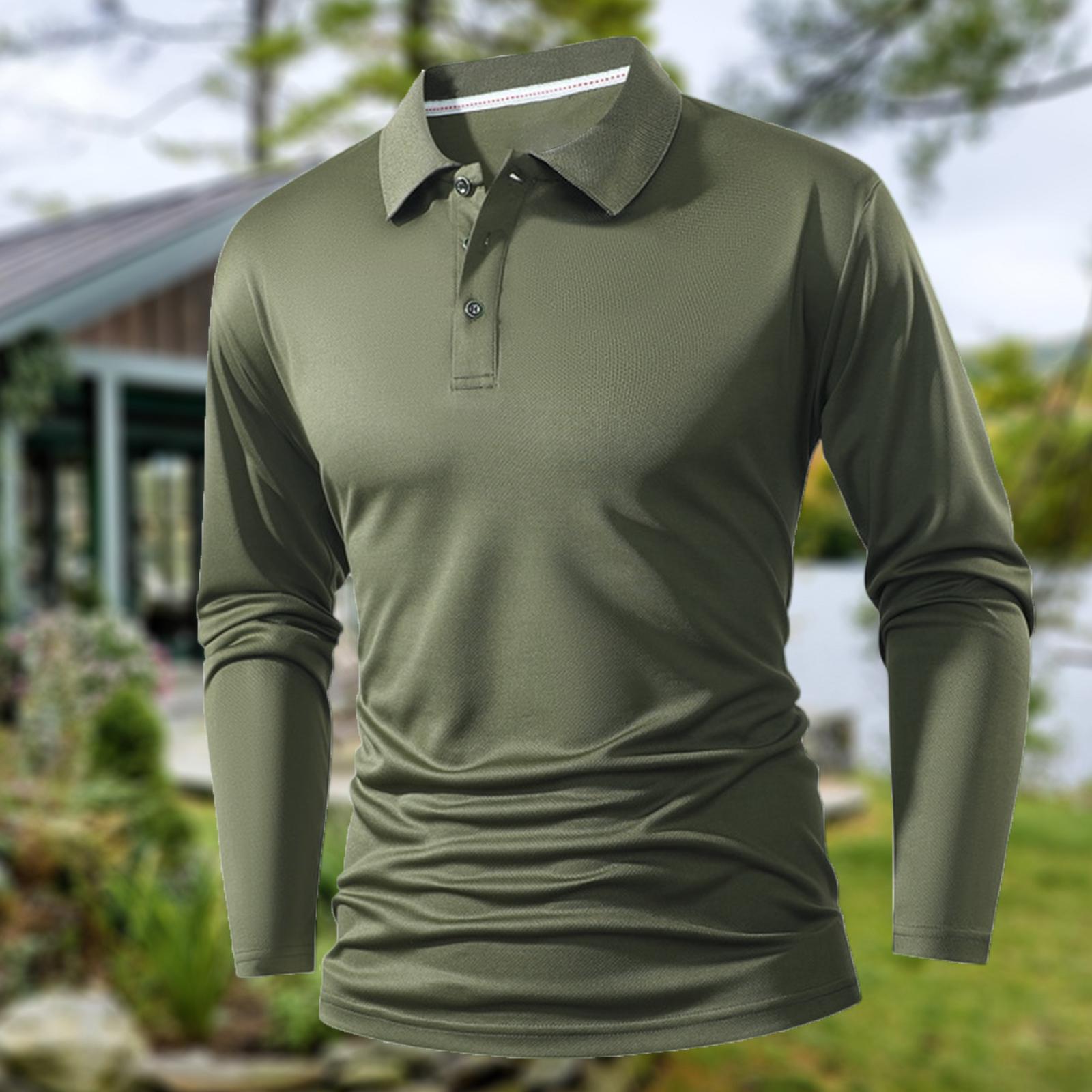 Men s -Color Lapel Shirt, Casual And Business Button-Up Long-Sleeved T-Shirt Top XXL