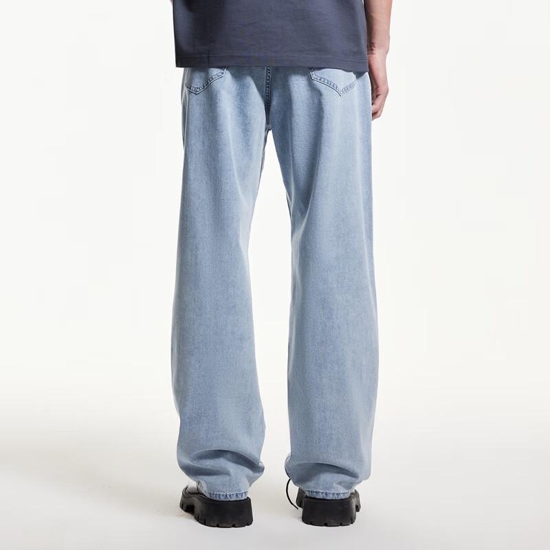 JACK&JONES Men's Spring Loose Fit Washed Wide-Leg Denim Jeans