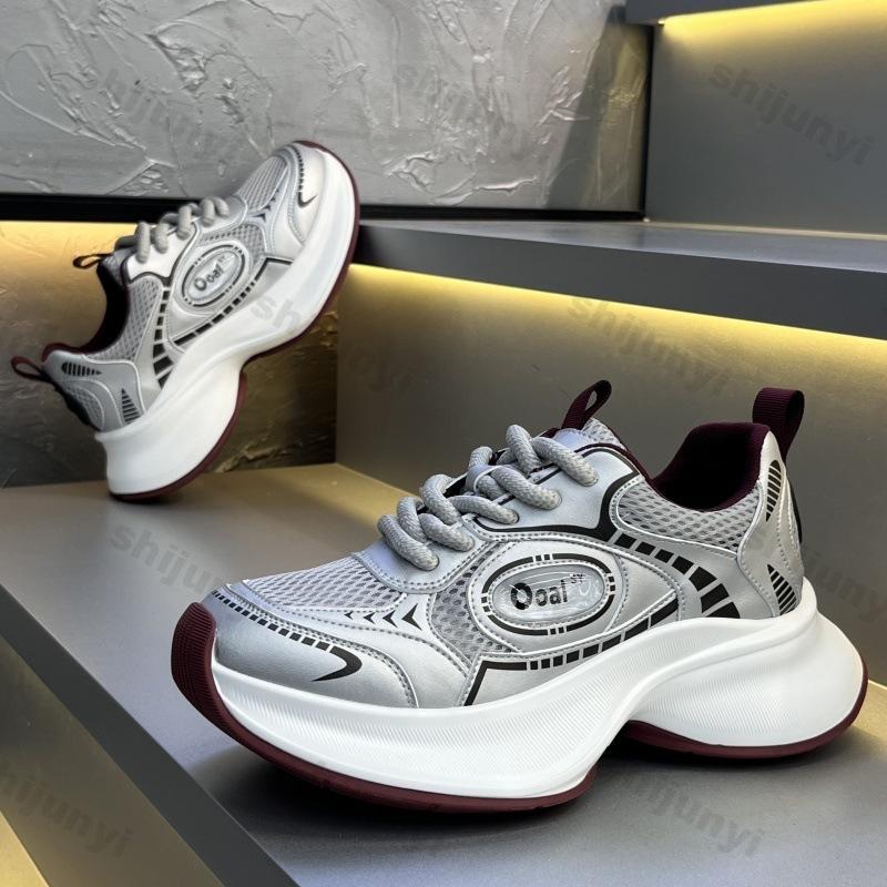 

Niche Fashi Trend Men s Casual Shoes 2026 Summer Thick Soled Mesh Breathable Sports Shoes Low Top Comfortable Chunky sneakers 39 серый