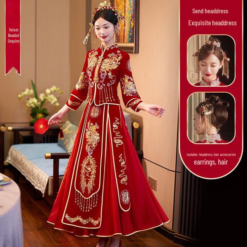 Huachuxi Herbst/Winter 2025 Xiuhe Brautkleid: Kleines Hochzeits- und Toast-Outfit