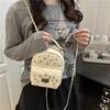 Diamondencrusted Small Backpack Women's New Trendy Fashion Versatile Chain Texture Oblique Span Bag