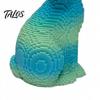 One-piece Forming Ornament 3D Printed Pixel Bunny Desk Decor, Gradient Blue-Green Knitted Rabbit Figurine, Cute Figurine Minimalist Tabletop