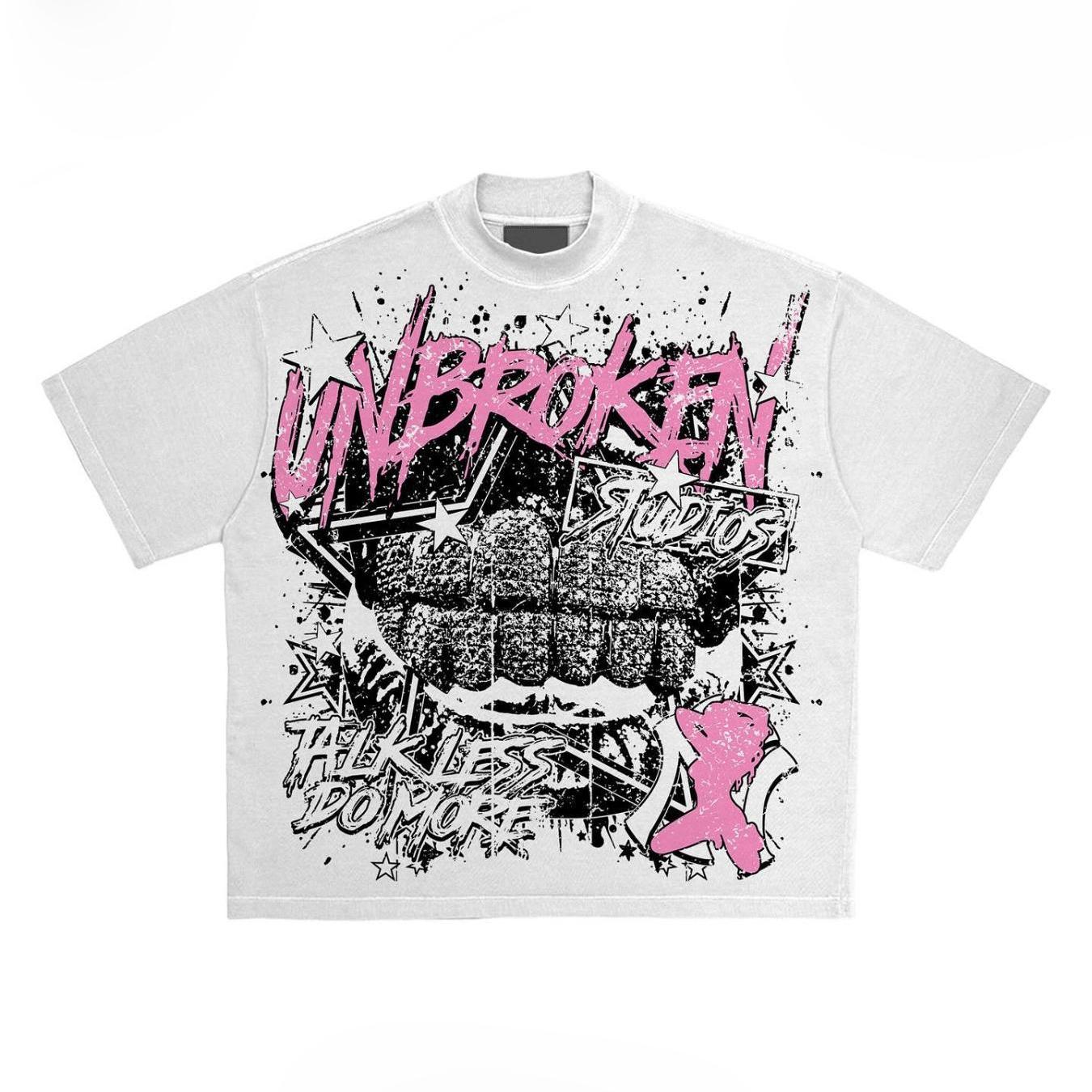 

Men s 100% Pure Cotton T-shirt Soft Round Neck T-shirt Bold Pink UNBROKEN Pattern Suitable for All Seasons 5XL різнокольоровий