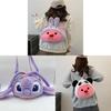 Loopy Hello Kitty Stitch Cartoon Plush Soft Round Bag With Zipper Closure For Daily Use