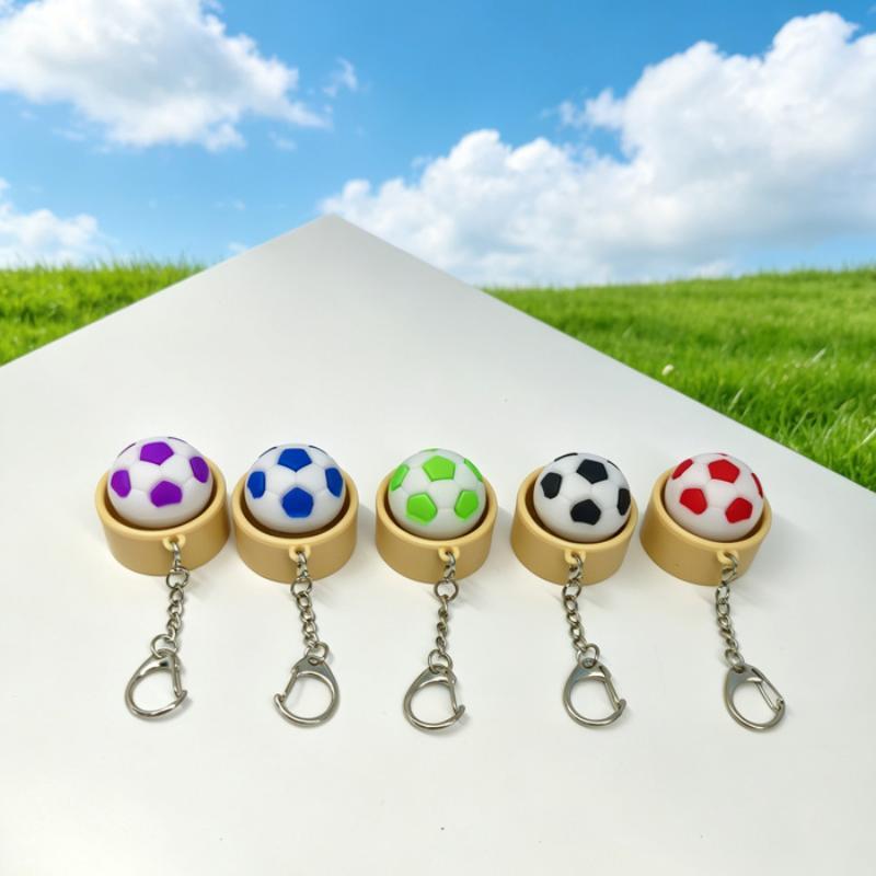 Mini Led Glowing Soccer Keychain With Colorful Lights Durable Metal Hook Perfect For Bag Decor Football Fans Gifts