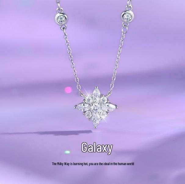 

S925 Sterling Silver Galaxy Pendant Necklace for Women - Elegant Clavicle Chain, Ideal Birthday Gift for Best Friend 925 Silver
