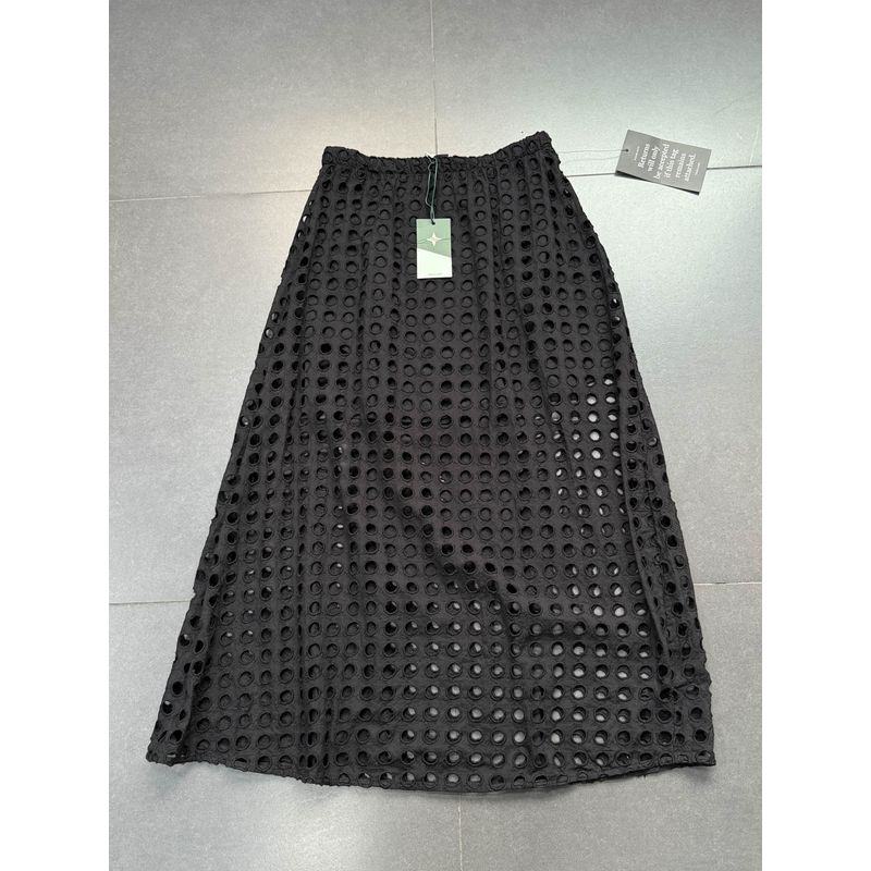 

Британский Известный Чистый Хлопок Тяжелая Промышленность Кружевная Вышивка А-силуэт Летняя Юбка Миди-платье Black overskirt M