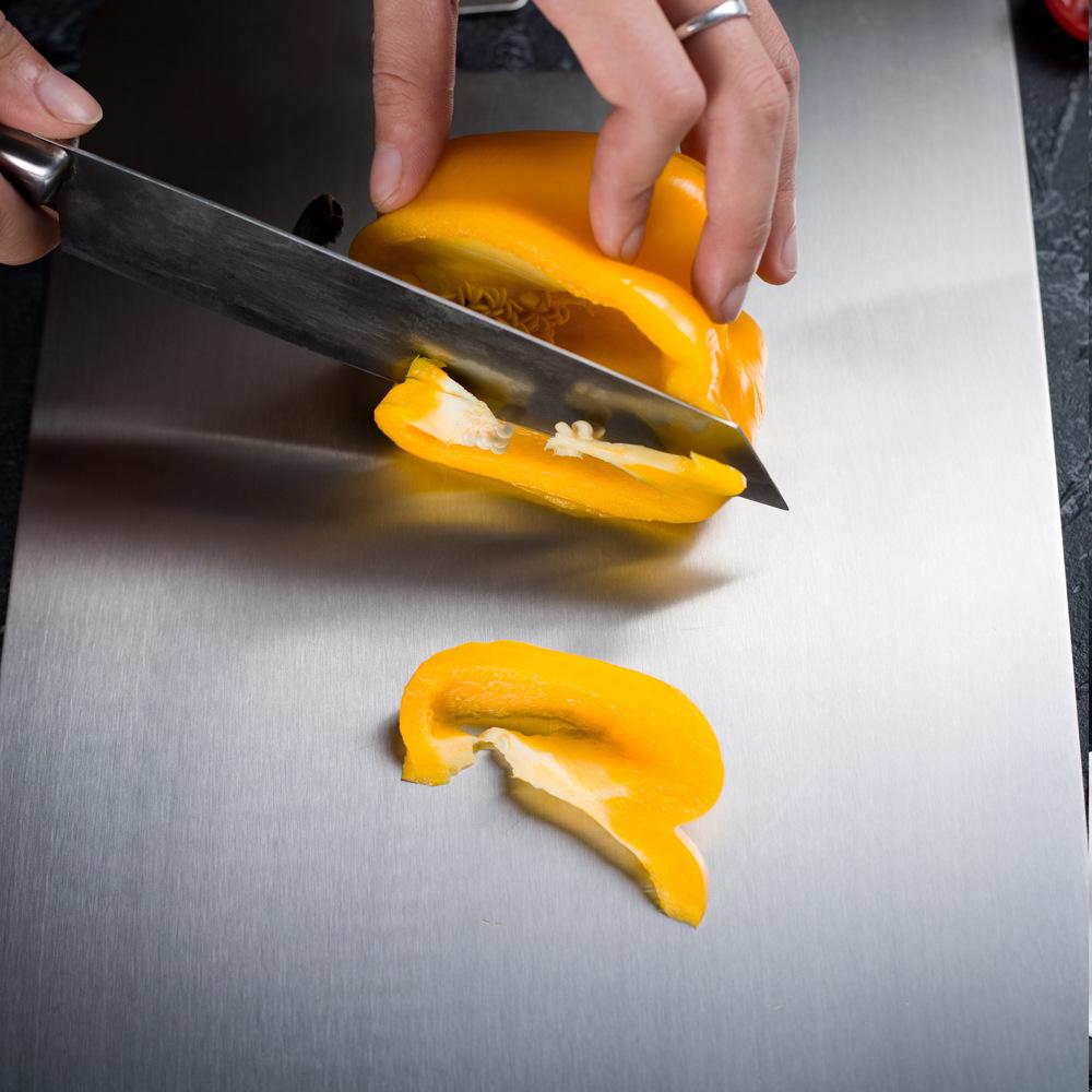 Planche à découper antibactérienne en titane et acier inoxydable - Résistante aux moisissures, planche à découper de cuisine de qualité médicale.