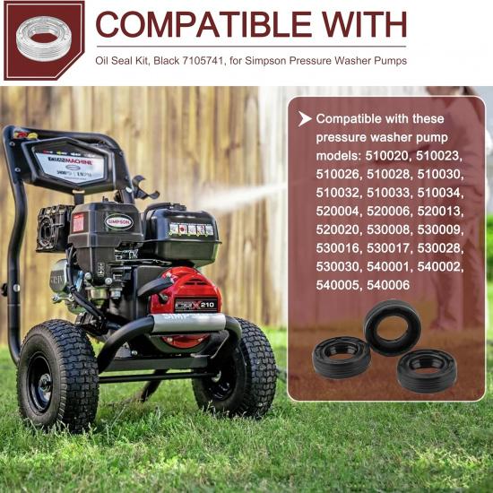 for Simpson Pressure Washer Pumps 7105741 Black Replacement Oil Seal Kit 3-Pack