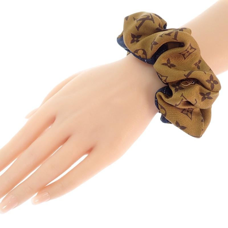LOUIS VUITTON  M77011 hair accessory Brown/blue silk Women