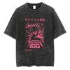 Men Casual Oversized Washed Harajuku Mob Psycho 100 T-shirt Washed Japanese Anime Graphic Loose Streetwear Black Tops Mob Tees