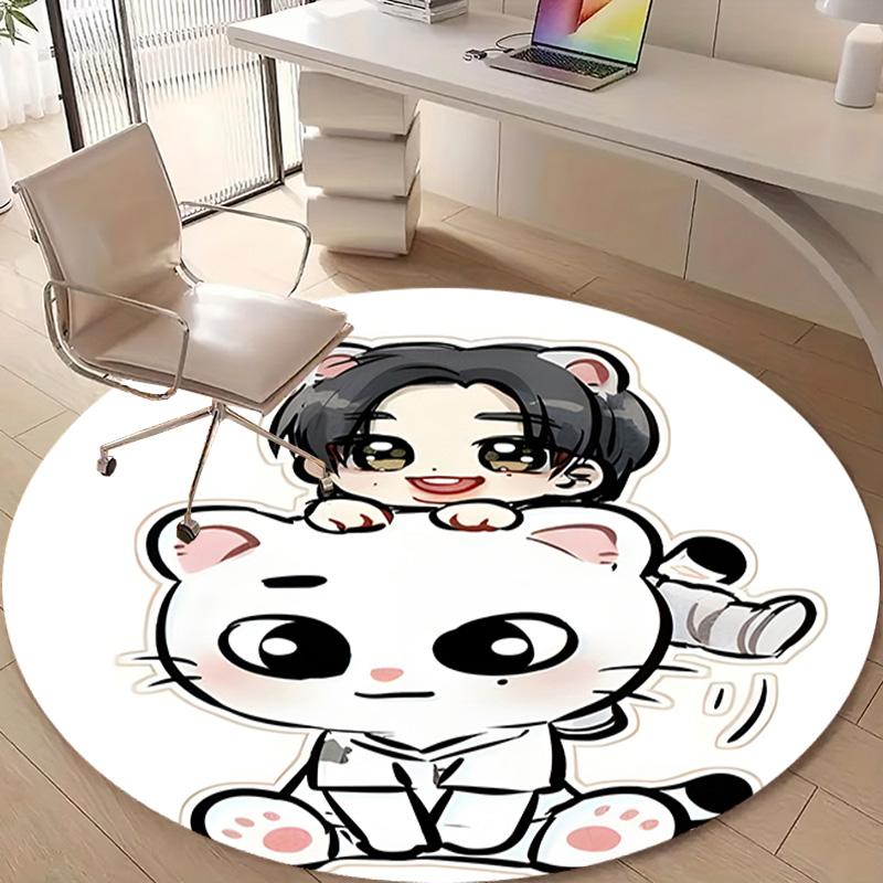 1pc Kpop Team8 Design Printed Area Round Carpet for Bedroom Living Room Home Decor Rugs Mat Non Slip Mat Rug for Bedside