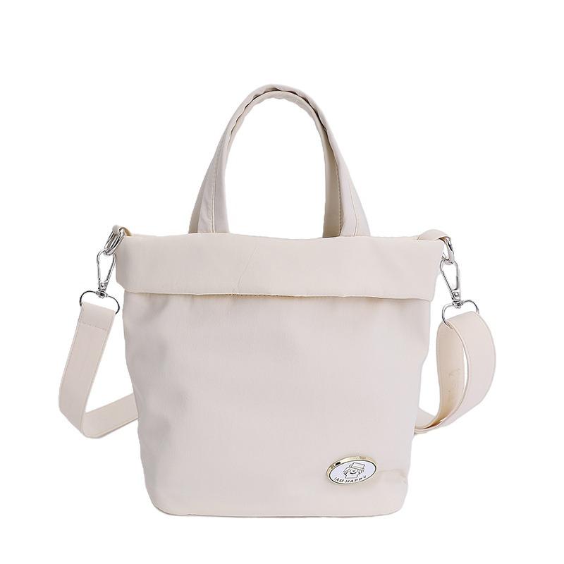 Casual Canvas Portable Bucket Bag New Go Out Solid Color Shoulder Niche Design Shoulder Small Satchel