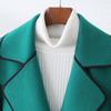 Korean Style Women's Slimming Imitation Cashmere Wool Coat - Color Block Mid-Length for Autumn and Winter