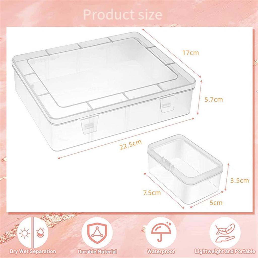 2025+ Small Bead Organizers Box, 13Pieces Plastic Storage Cases Mini Clear Bead Storage Containers Boxes with Hinged Lid