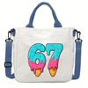 Steal a Brainrot 67 Unicorn Printed Student Crossbody Bag Casual Canvas Shoulder Bags