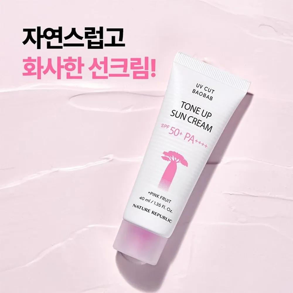 1+1 Nature Republic UV Cut Baobab Tone-Up Sun Cream SPF50+ PA++++ (40ml+40ml)