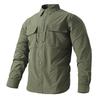 Men's Long Sleeve  Shirt Multi Pockets Casual Breathable Work Fishing Clothes Outdoor Sports Dry Hiking Shirt