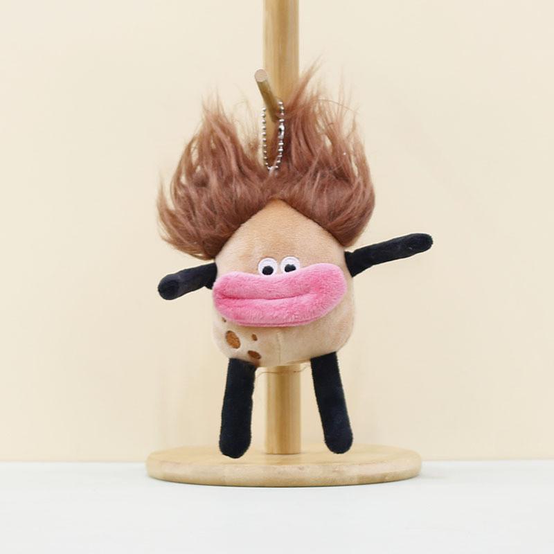 Очаровательный пищащий плюшевый брелок-картошка с болтающимися косичками и забавным лицом 15 см Pouty Lips