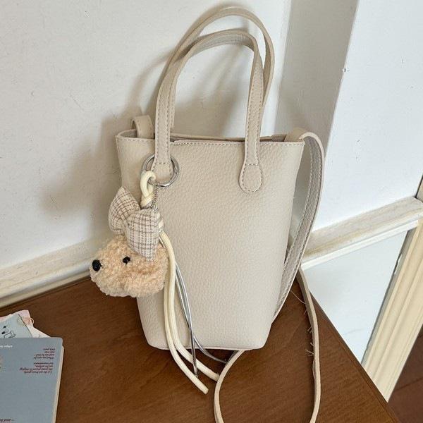 Korean-Style Small Lychee Texture Crossbody Bucket Bag, 2026 New Versatile Lightweight Shoulder Handbag for Women.
