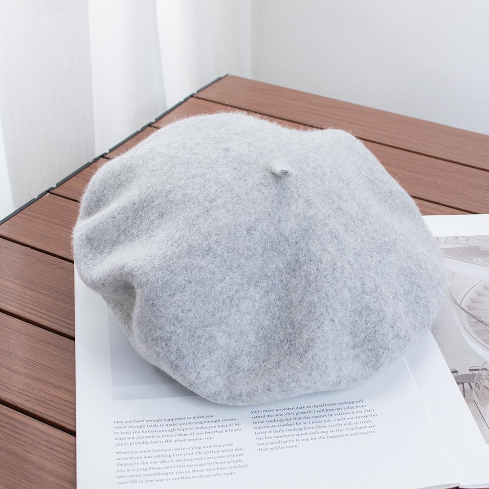 Berretto Donna Britannico Vintage Autunno e Inverno Lana Pittore Cappello Signora Cappello Bocciolo Versatile Tendenza ins