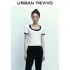 UR 2025 Spring Women's Color-block Slim Fit Short Sleeve T-shirt