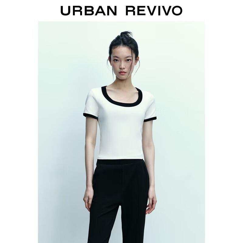 UR 2025 Spring Women s Color-block Slim Fit Short Sleeve T-shirt S