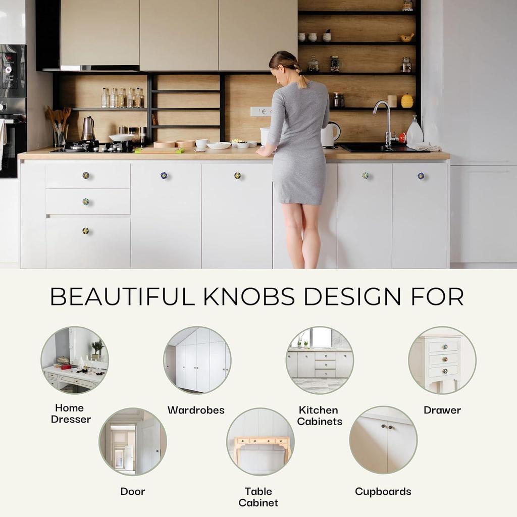 Golden Print Knobs for Door Drawer Cabinet Cupboard Dresser Kitchen Furniture Hardware Wardrobe Pull Handle for Home Decor Pack of 20, Grey