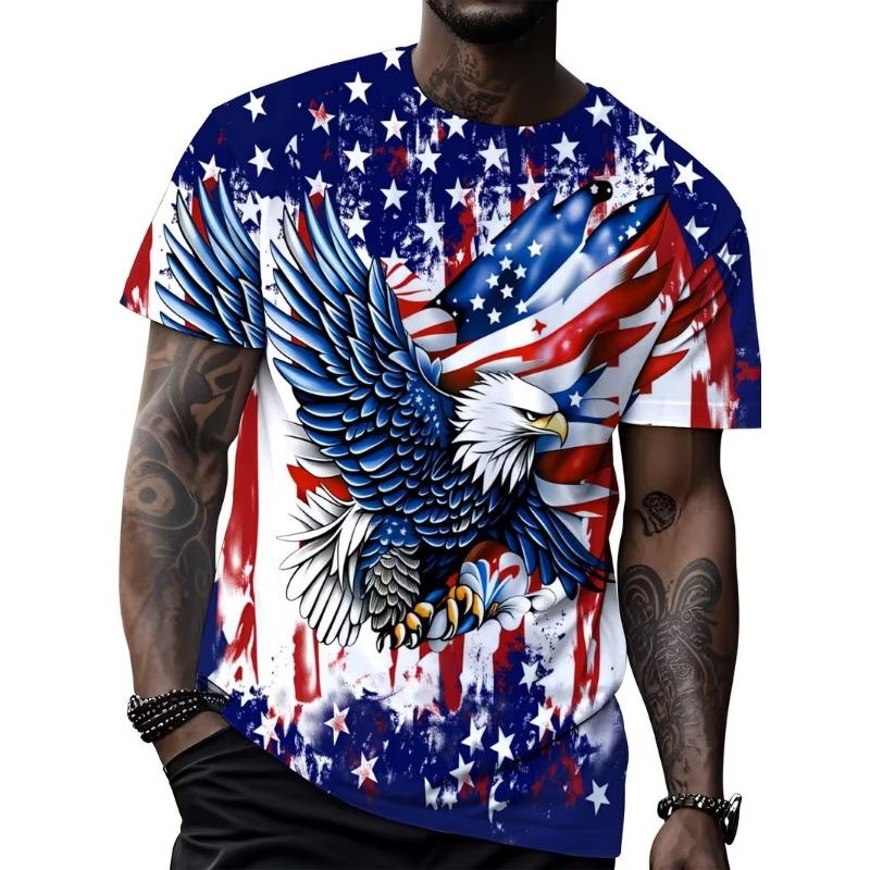 Men s USA 250th Anniversary T-Shirt American Flag Print Oversized Tees Patriotic 4th Of XXS