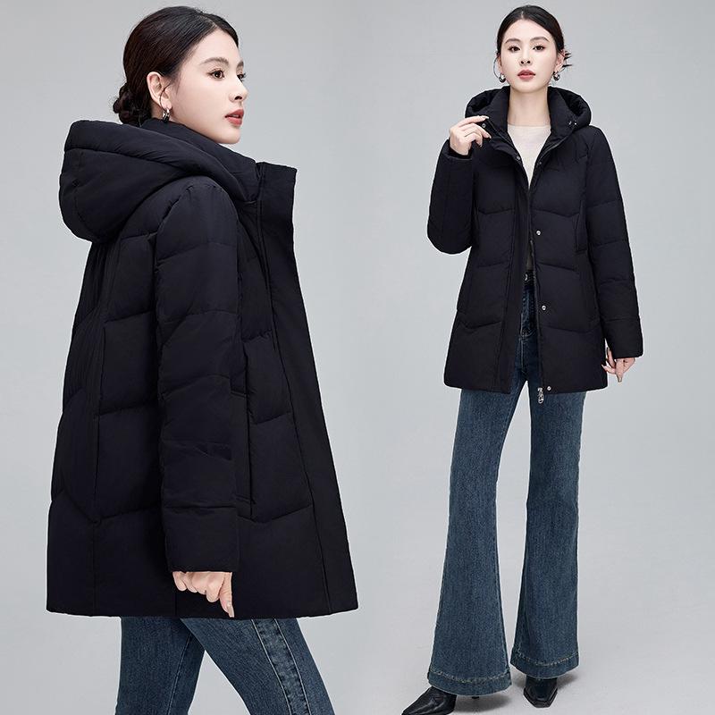 White Duck Down Jacket Women's Mid-Length New Winter Clothes Korean Style Fashionable Warm Thickened Jacket