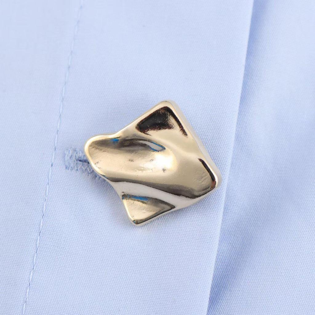 2025 Spring Women's Solid Color Simple Long-Sleeve Lapel Double-Breasted Poplin Shirt