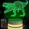 Dinosaur Toys - 3D Dinosaur Night Light for Kids with Timer, Touch, Remote Control - 16 Color Change Decor Lamp and Warm White Light for Sleep