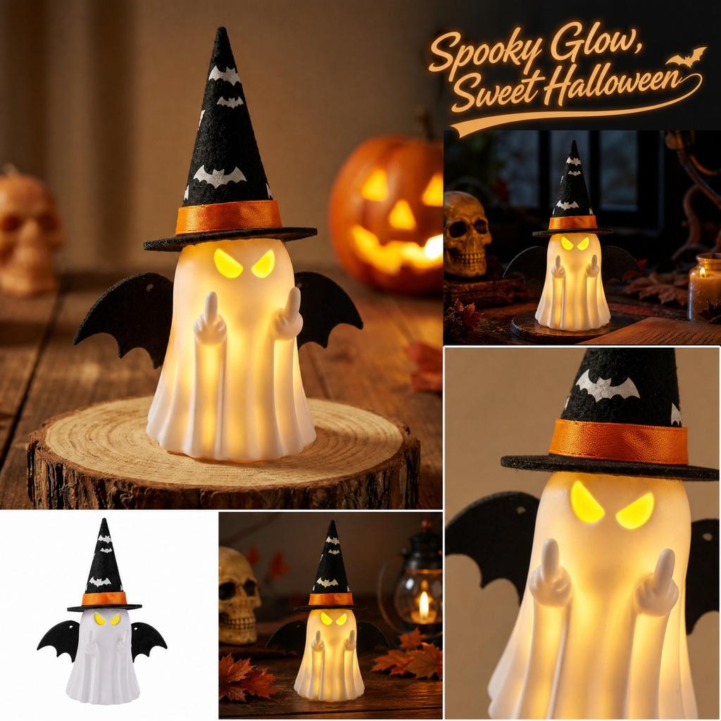 Halloween Figurine with Finger and Heart Gesture for Seasonal Home Decor