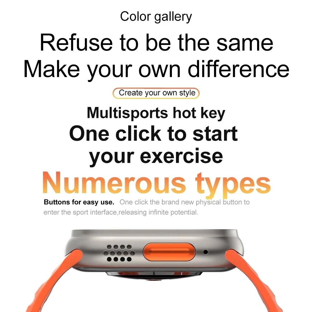 Ceas inteligent original Hk8 Pro Max, pentru bărbați, seria 8, 49 mm, 2,2 inci, cu reîmprospătare ridicată, ecran Rtae, Nfc Compass Game Smartwatch pentru Apple Iphone