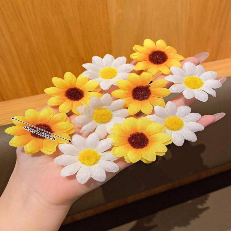 10 st Söta Blomsterhårnålar Färggranna Solros Sidbensklämmor Lämpliga för Dagligt Bruk Som Håraccessoarer Gåvor