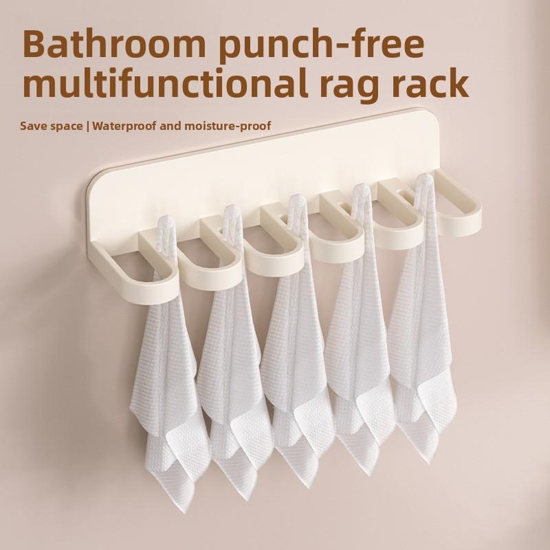 Multifunctional Toilet Bathroom Non-perforated Six holes Hook for Storage