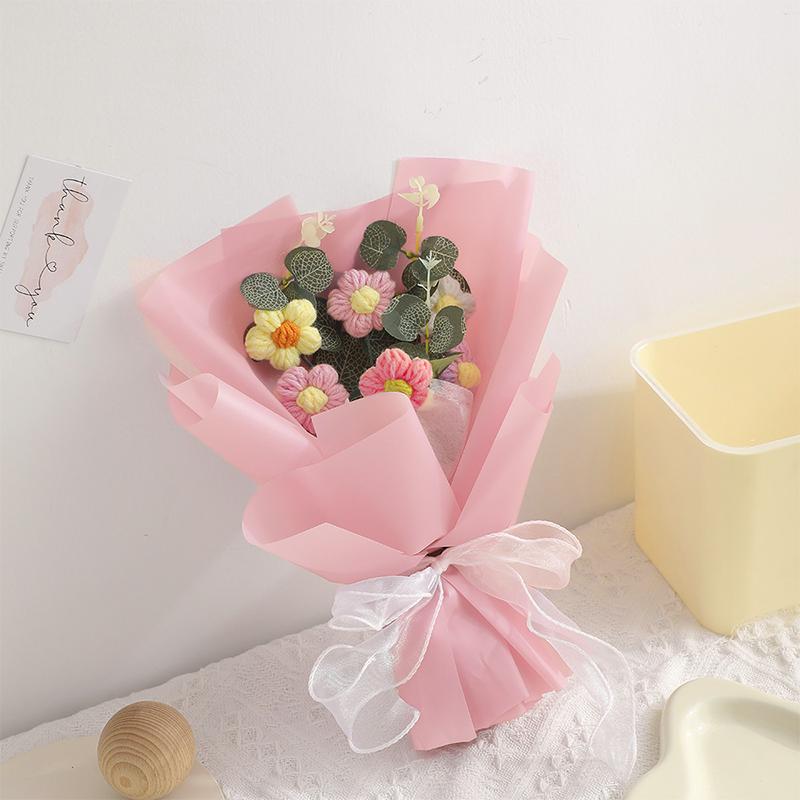 

Тканина В язаний букет квітів 6 листкових квітів Букет Імітація листкового букета квітів рожевий