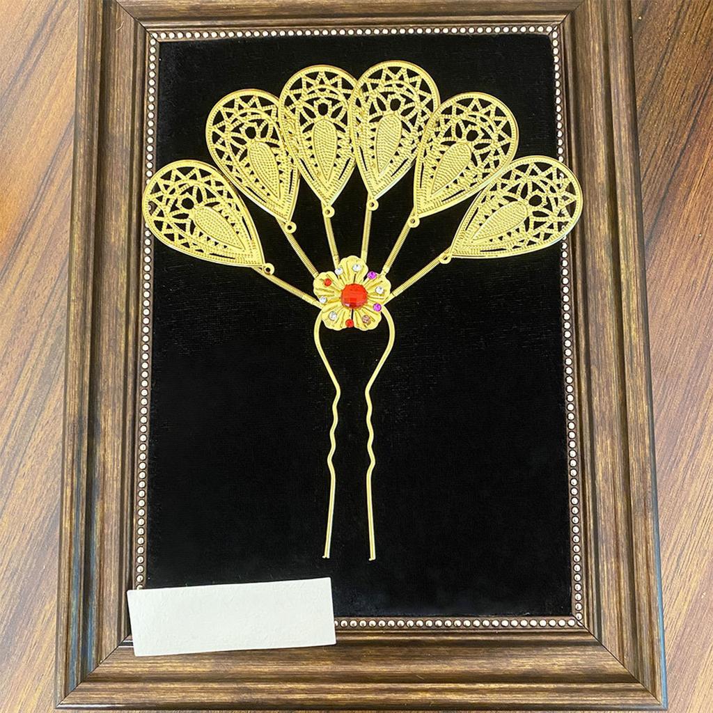 Elegant Leaf Hair Stick with Crystal Filigree Buyao for Women Girl Buyao for Ethnical Thai Headpieces Hair Jewelry