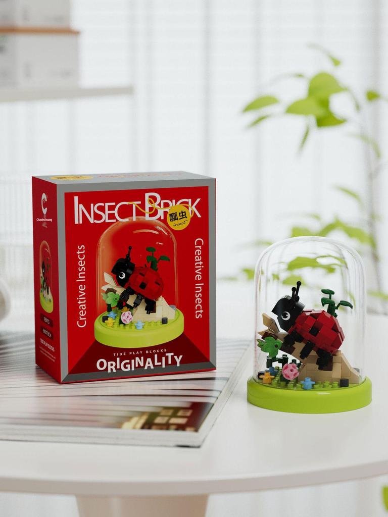 Cross-Border Insect Building Series: Lego-Compatible Flower Bonsai Assembly Toy for Kids
