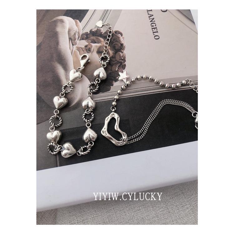 Korean Geometric Heart Bracelet: Retro Fashion for Women