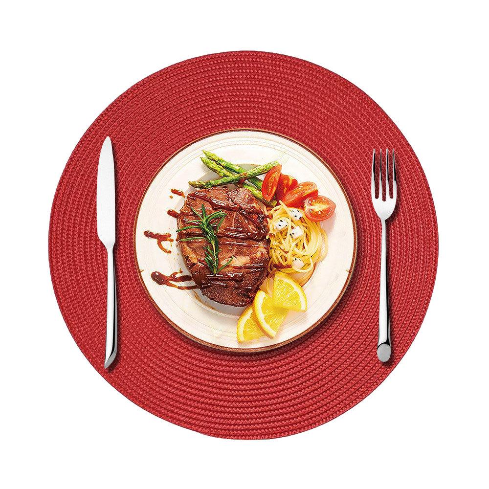 

1/4/6PCS Round 38cm Red Braided Placemats Gift Table Place Mats for Dining Tables Place Mat Christmas Round Table Mats Decor round 38cm 1pc